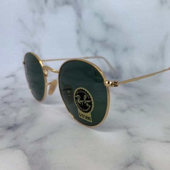 Ray-Ban Round Sunglasses RB3447 001 Gold Frame/Green Lens main image 11